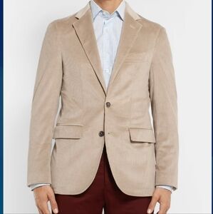 ChouYatou (Size L) Men's Light Beige Corduroy Ribbed Texture Sports Coat Jacket